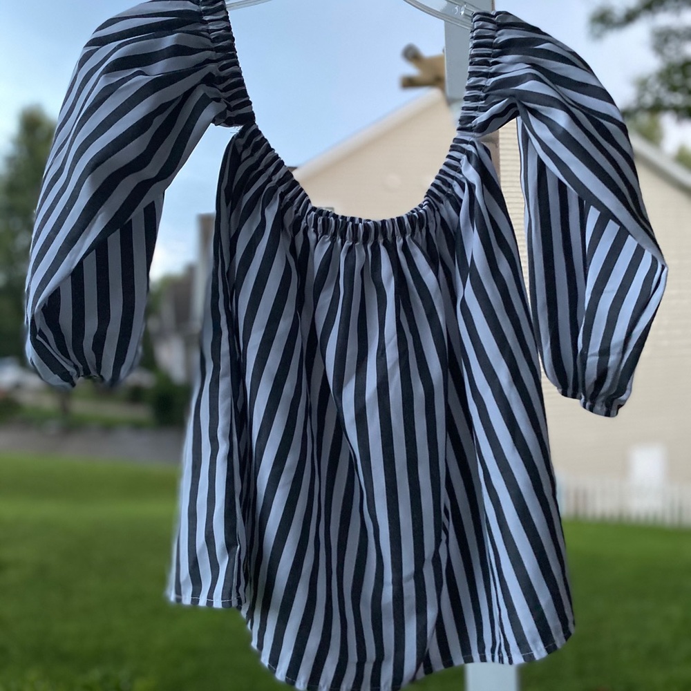 Off The Shoulder Striped Blouse